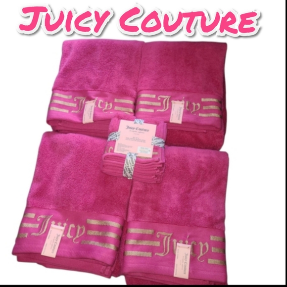 Juicy Couture Other - Juicy Couture Fuchsia Towel Set with Gold Accents